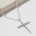 White Gold Dipped Beaded Cross Pendant Necklace