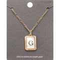 -G- Initial Monogram Genuine Shell Rectangle Pendant Necklace