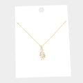 Stone Embellished Brass Metal Human Being Pendant Necklace