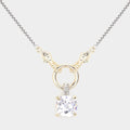 14K Gold Plated Two Tone CZ Stone Pendant Necklace