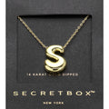 SECRET BOX_ -S- 14K Gold Dipped Bubble Initial Monogram Pendant Necklace
