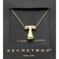 SECRET BOX_ -T- 14K Gold Dipped Bubble Initial Monogram Pendant Necklace