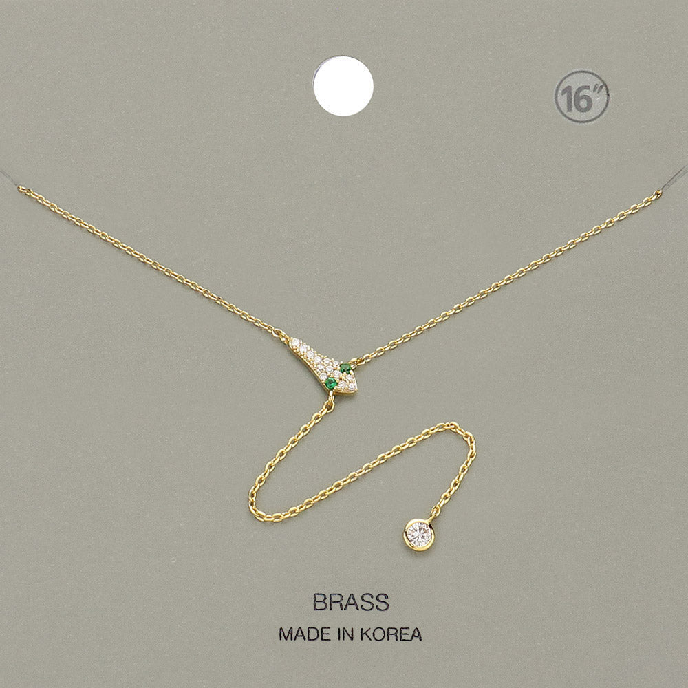 Stone Paved Snake Pendant Round Stone Drop Y Necklace