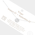 Virgo Gold Dipped CZ Zodiac Sign Metal Disc Pendant Necklace