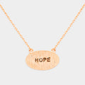 "Hope" Brass Oval Metal Pendant Necklace