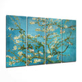 Turquoise Green Sakura Blossom Branches 4 Pieces Mega Glass Wall Art