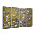 Olive Gold Sakura Blossom Branches 4 Pieces Mega Glass Wall Art