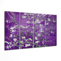 Violet Purple Sakura Blossom Branches 4 Pieces Mega Glass Wall Art