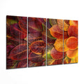 Crimson Fallen Autumn Leaf Pile 4 Pieces Mega Glass Wall Art