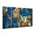Blue Gold Tan Marble Glass Wall Art