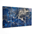 Navy Blue Silver Marble Glass Wall Art