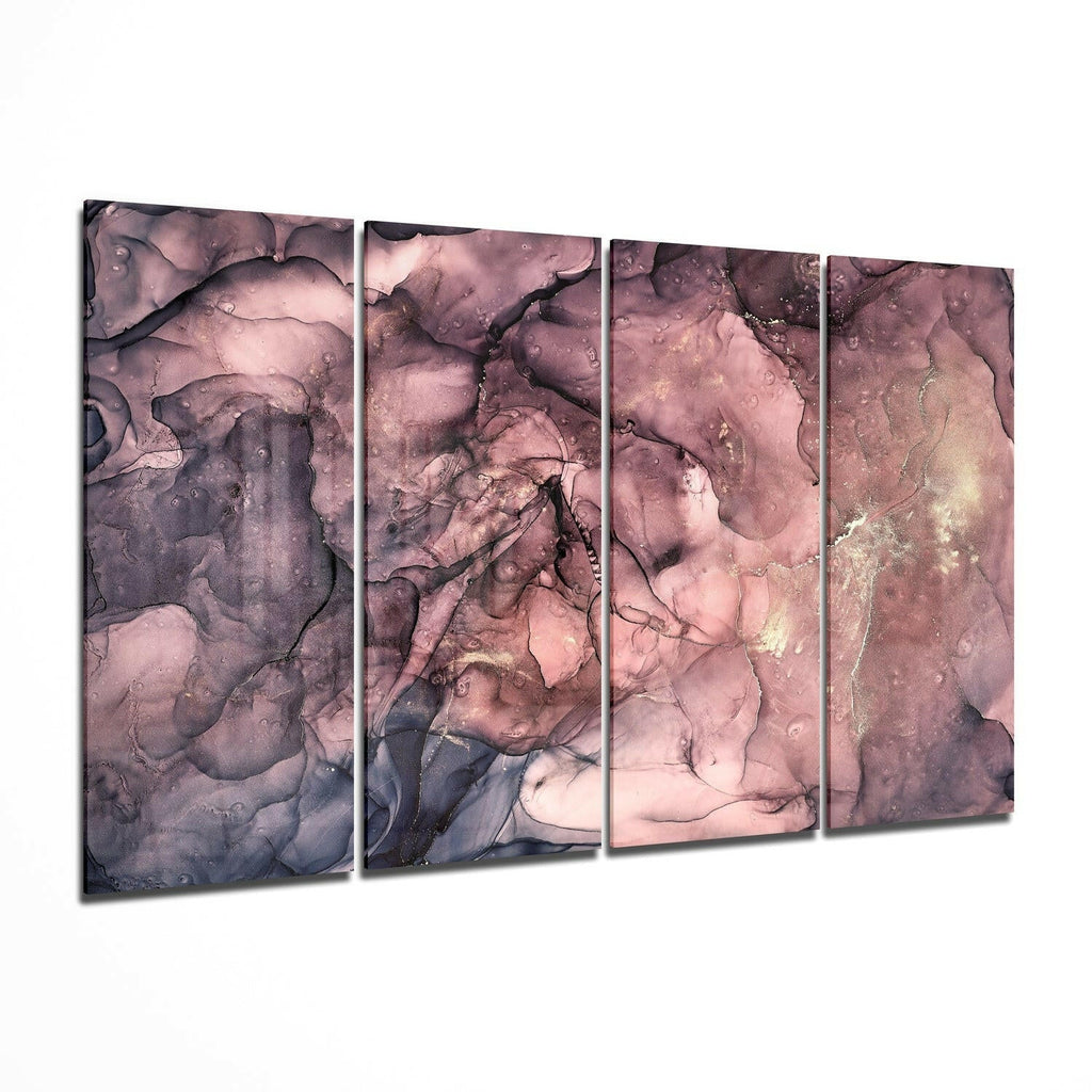 Mauve Pink Gold Vein Marble Glass Wall Art