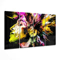 Yellow Pink Paint Burst Facing Left 4 Pieces Mega Glass Wall Art