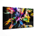 Blue Purple Paint Splash Woman Profile 4 Pieces Mega Glass Wall Art
