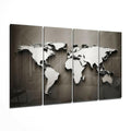 Embossed 3D World Map Bronze Glass Wall Art
