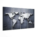 Embossed 3D World Map Blue Glass Wall Art