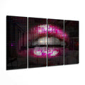 Pink LED Dot Matrix Lips 4 Pieces Mega Glass Wall Art