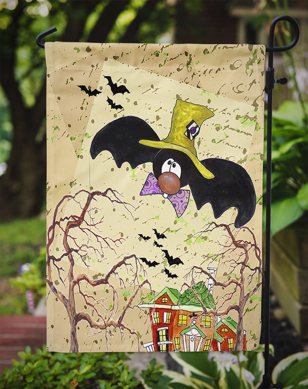 Bat Crazy Halloween Garden Flag Mailbox Decorative Yard Banner Outside Patio Artwork for Flower Beds, Garden Size, Multicolor