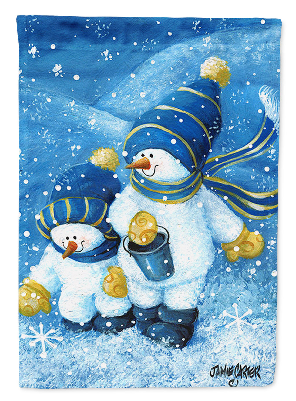 Gathering Snowflakes Snowman Garden Flag Mailbox Decorative Yard Banner Outside Patio Artwork for Flower Beds, Garden Size, Multicolor