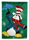 Just Dropping In To Say Hello Christmas Penguin Garden Flag Mailbox Decorative Yard Banner Outside Patio Artwork for Flower Beds, Garden Size, Multicolor