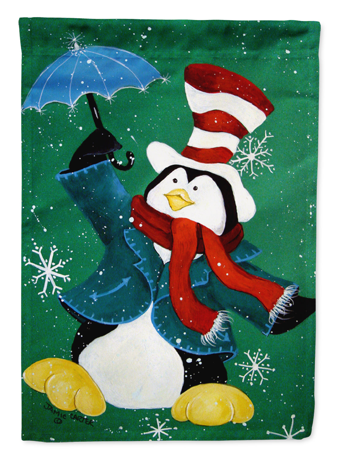 Just Dropping In To Say Hello Christmas Penguin Garden Flag Mailbox Decorative Yard Banner Outside Patio Artwork for Flower Beds, Garden Size, Multicolor