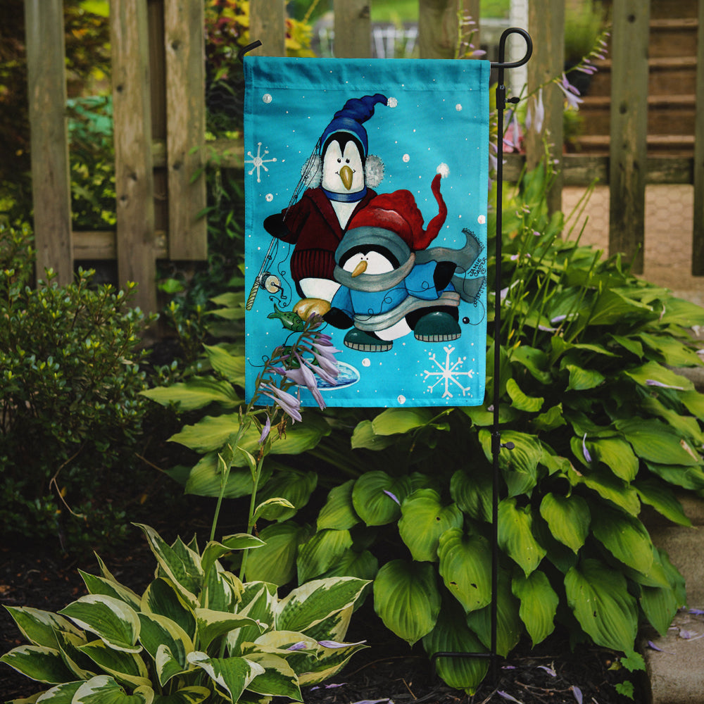 Somethin's Fishy Christmas Penguin  Garden Flag Mailbox Decorative Yard Banner Outside Patio Artwork for Flower Beds, Garden Size, Multicolor