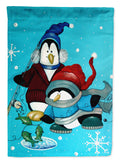 Somethin's Fishy Christmas Penguin  Garden Flag Mailbox Decorative Yard Banner Outside Patio Artwork for Flower Beds, Garden Size, Multicolor