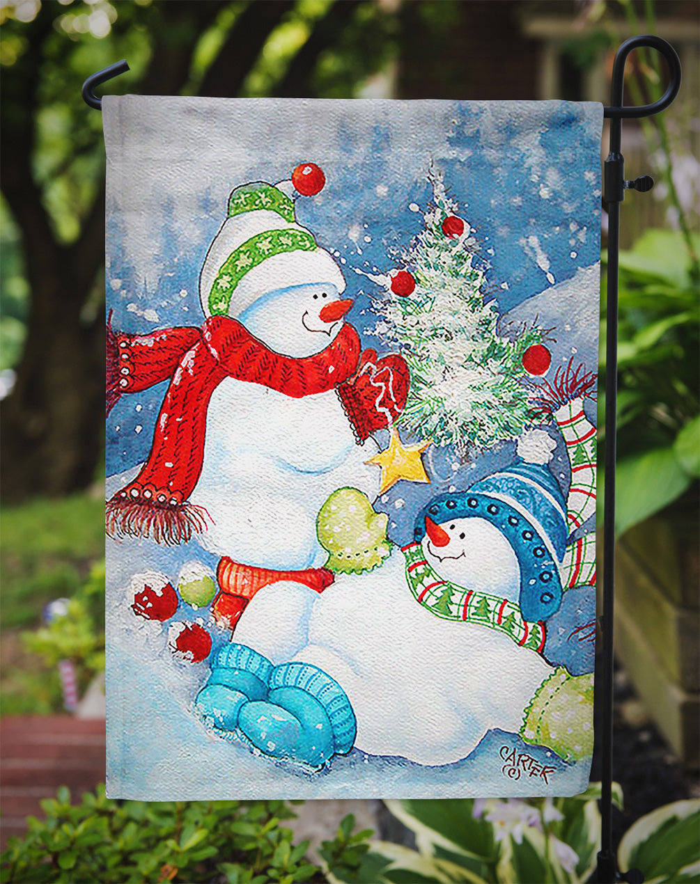 The Teens Celebrate Snowman Garden Flag Mailbox Decorative Yard Banner Outside Patio Artwork for Flower Beds, Garden Size, Multicolor