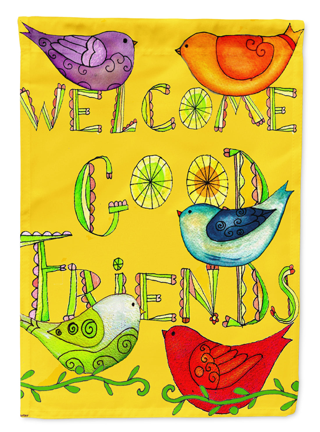 Welcome Good Friends Inspirational Garden Flag Mailbox Decorative Yard Banner Outside Patio Artwork for Flower Beds, Garden Size, Multicolor