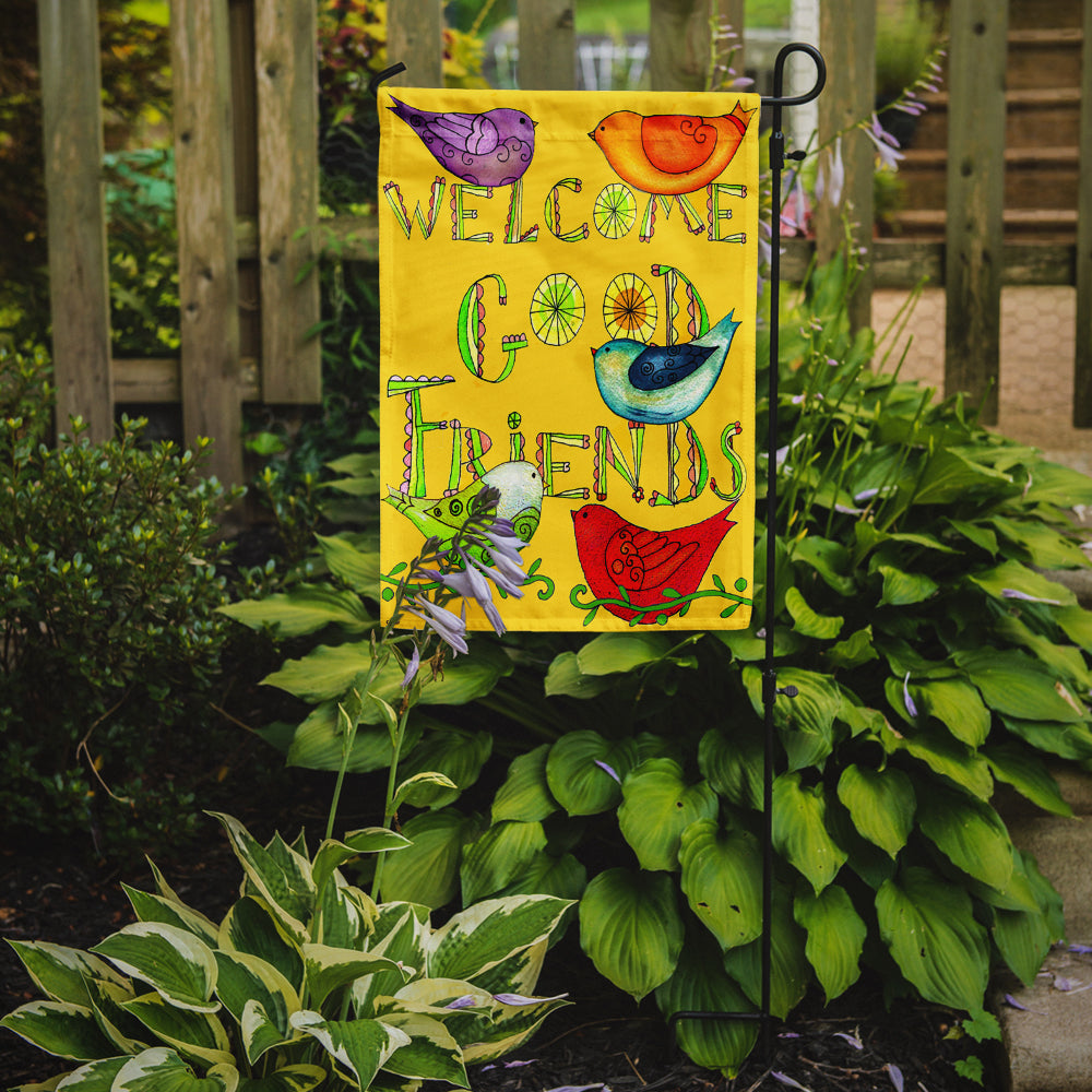 Welcome Good Friends Inspirational Garden Flag Mailbox Decorative Yard Banner Outside Patio Artwork for Flower Beds, Garden Size, Multicolor