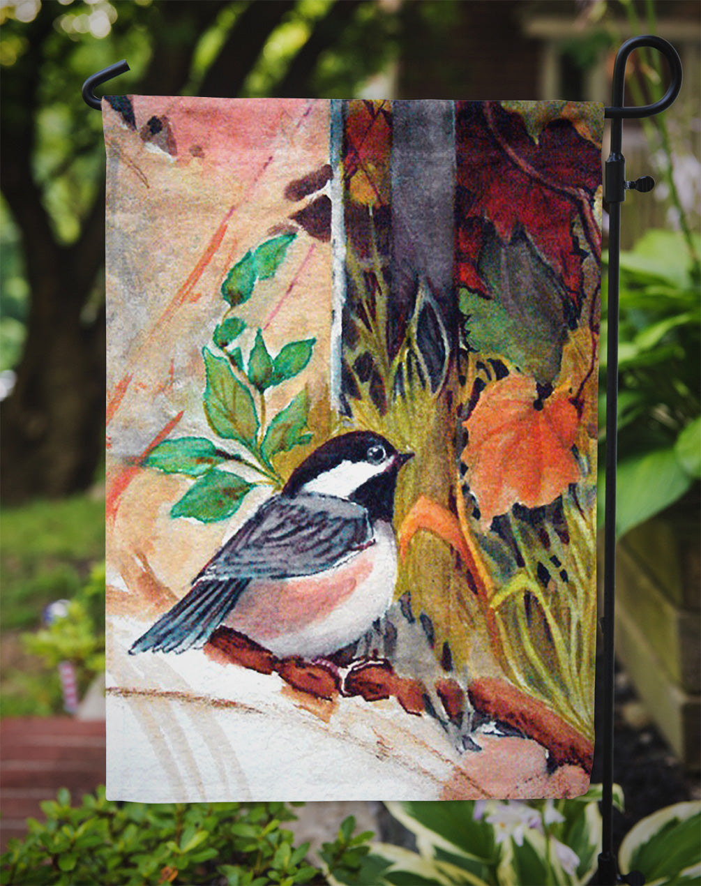 Fence Sitter Chickadee Garden Flag Mailbox Decorative Yard Banner Outside Patio Artwork for Flower Beds, Garden Size, Multicolor