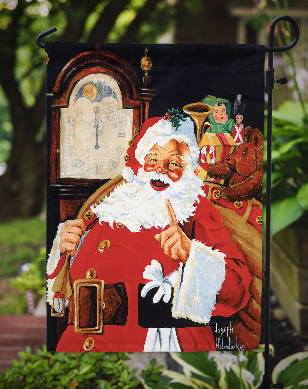 Santa Claus At the Stroke of Midnight Garden Flag Mailbox Decorative Yard Banner Outside Patio Artwork for Flower Beds, Garden Size, Multicolor