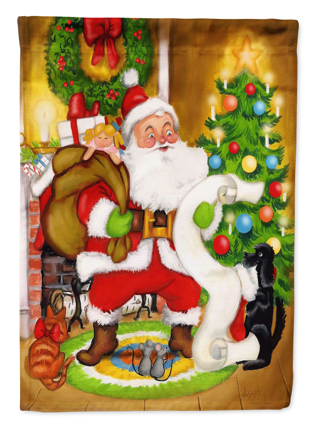 Santa Claus Let Me Check My List Garden Flag Mailbox Decorative Yard Banner Outside Patio Artwork for Flower Beds, Garden Size, Multicolor