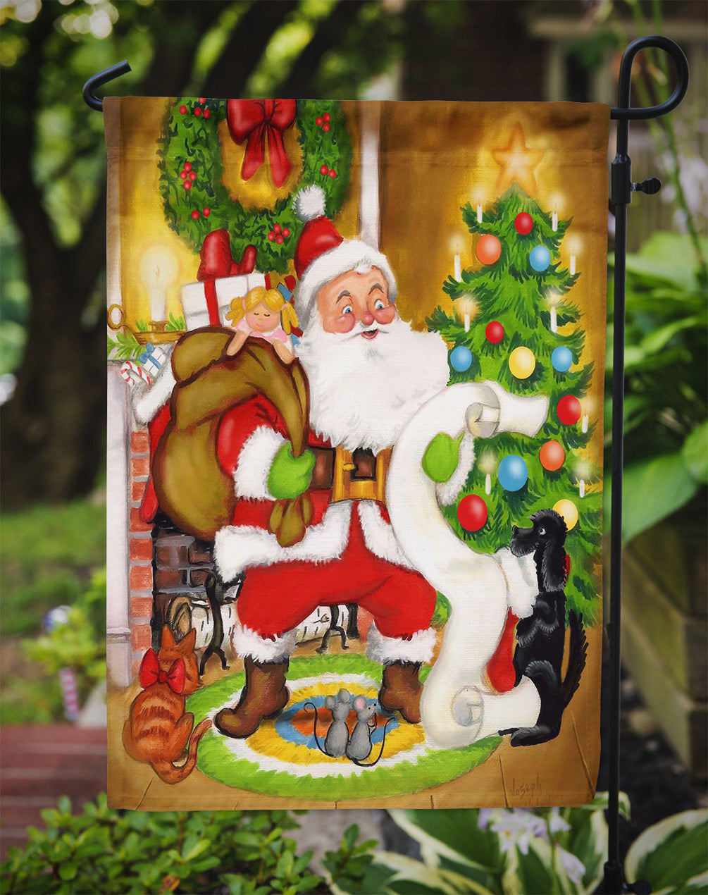 Santa Claus Let Me Check My List Garden Flag Mailbox Decorative Yard Banner Outside Patio Artwork for Flower Beds, Garden Size, Multicolor