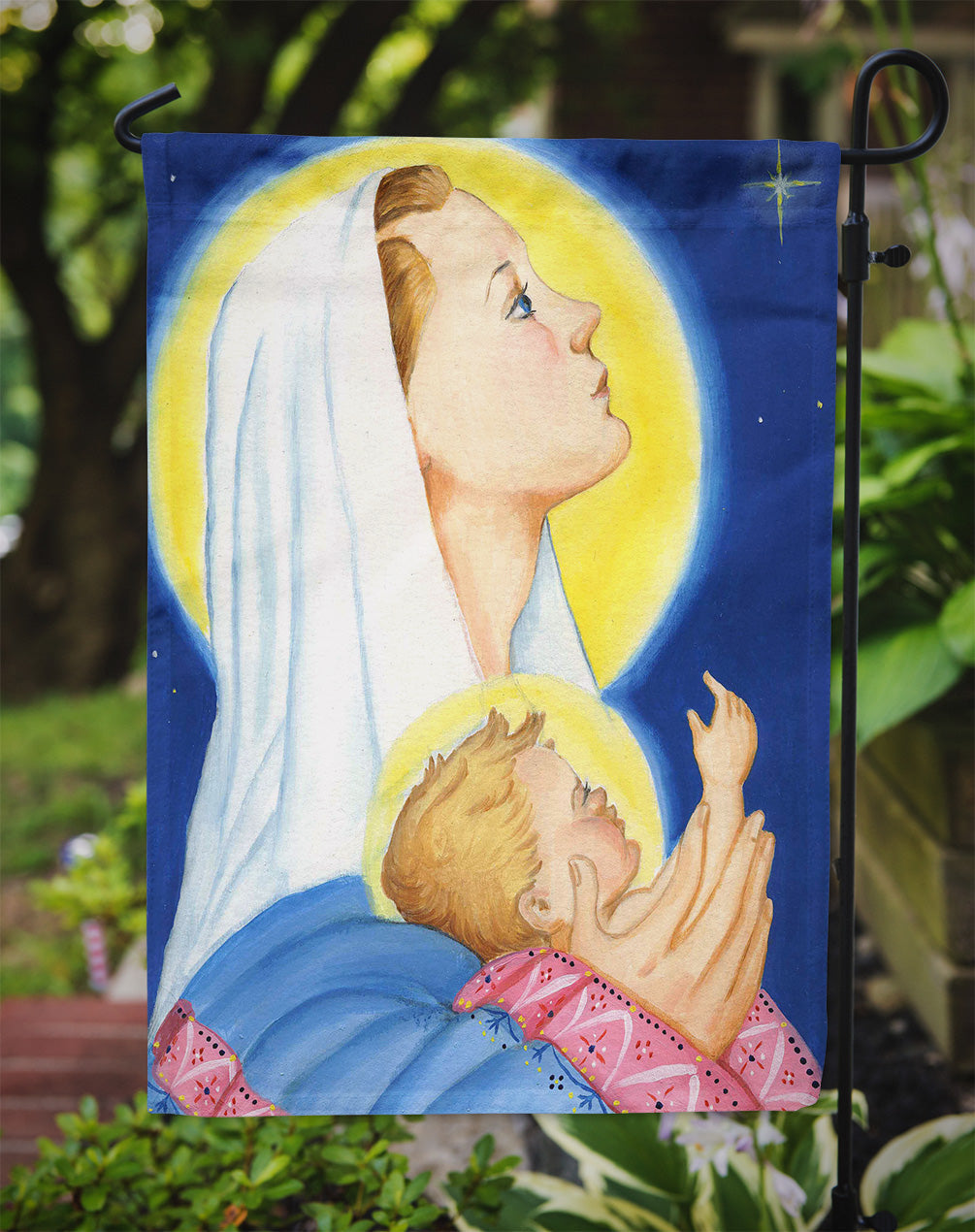 Jesus and Mary Star of Wonder Christmas Garden Flag Mailbox Decorative Yard Banner Outside Patio Artwork for Flower Beds, Garden Size, Multicolor