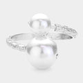 Pearl Ball Tip Hinged Bangle Bracelet