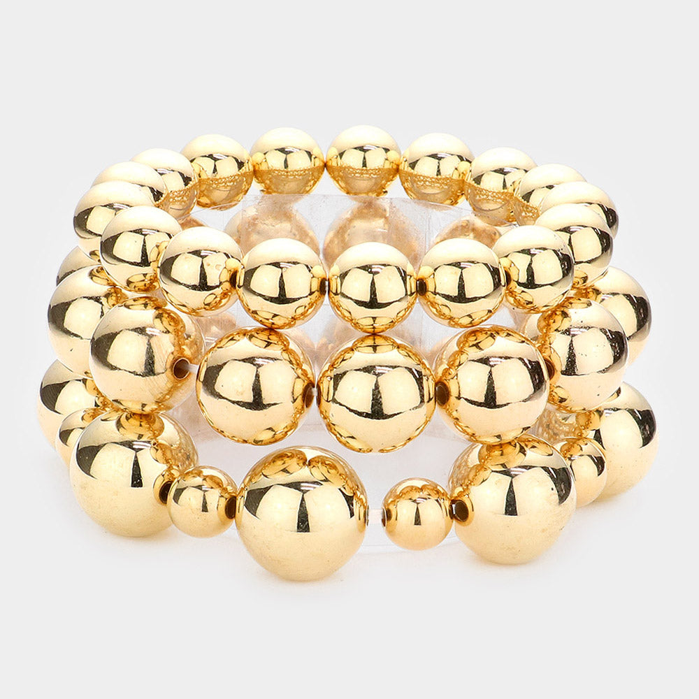 3PCS - Metal Ball Stretch Bracelets