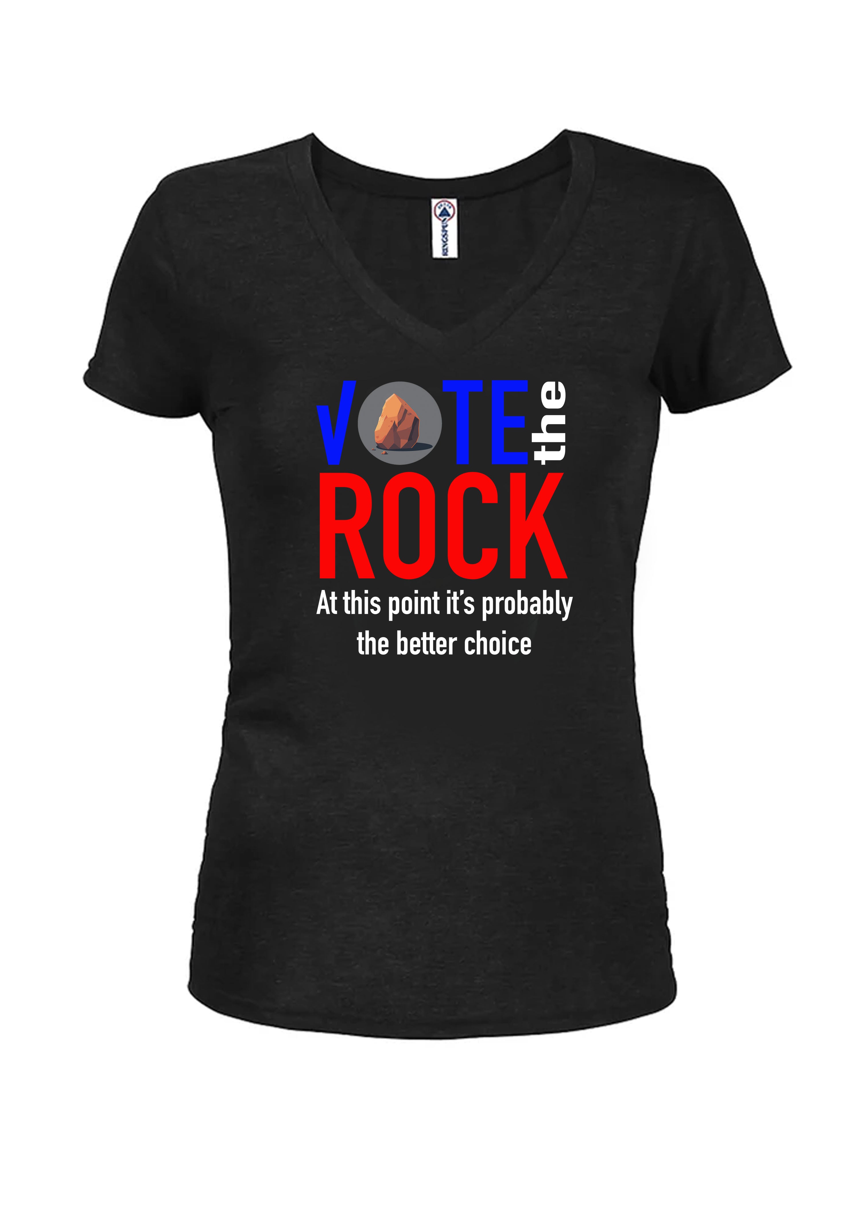Vote the Rock Juniors V Neck T-Shirt