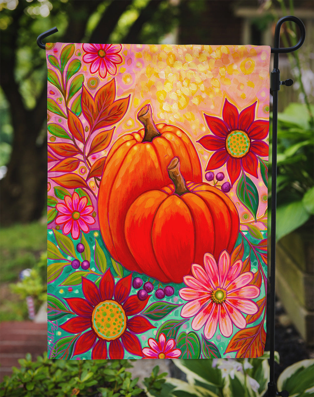 Golden Floral Harvest Fall Garden Flag Mailbox Decorative Yard Banner Outside Patio Artwork for Flower Beds, Garden Size, Multicolor