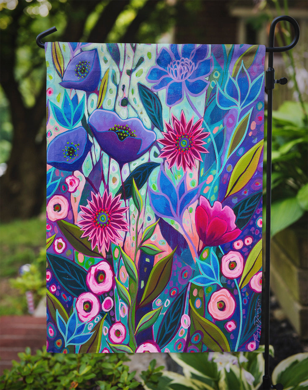 Purple Blossoms II Flowers Garden Flag Mailbox Decorative Yard Banner Outside Patio Artwork for Flower Beds, Garden Size, Multicolor