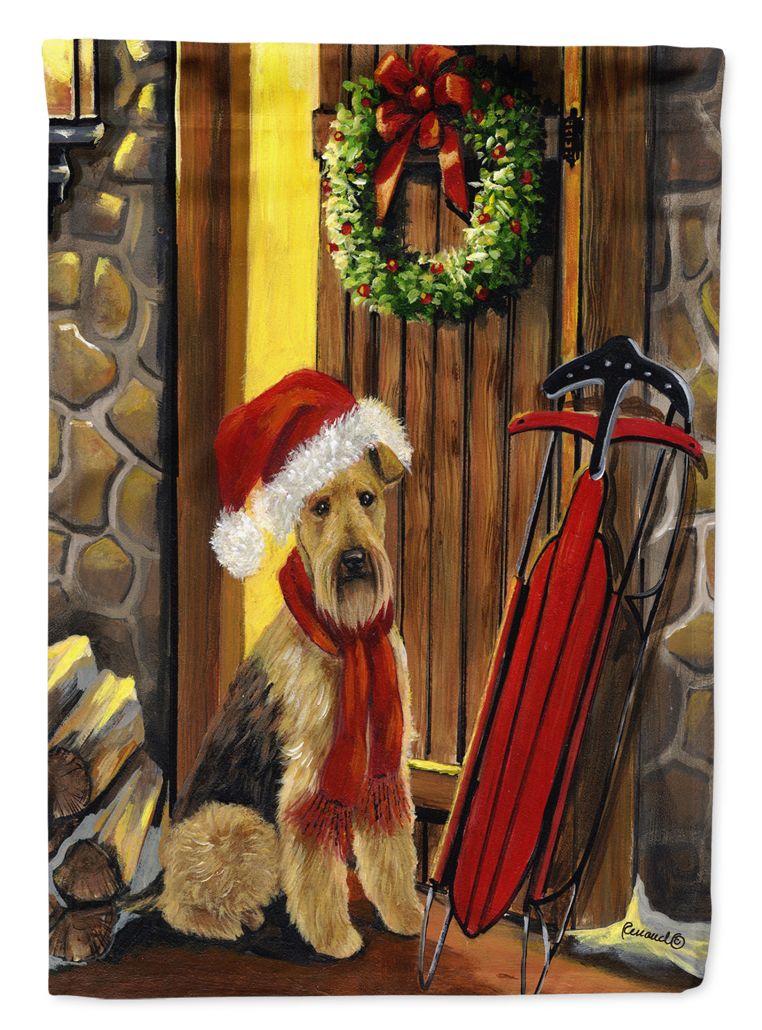 Airedale Welcome Home Christmas Garden Flag Mailbox Decorative Yard Banner Outside Patio Artwork for Flower Beds, Garden Size, Multicolor