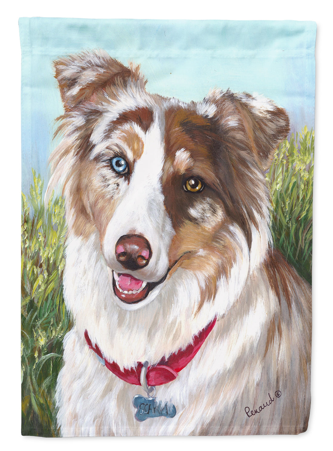 Australian Shepherd Scarlet Garden Flag Mailbox Decorative Yard Banner Outside Patio Artwork for Flower Beds, Garden Size, Multicolor