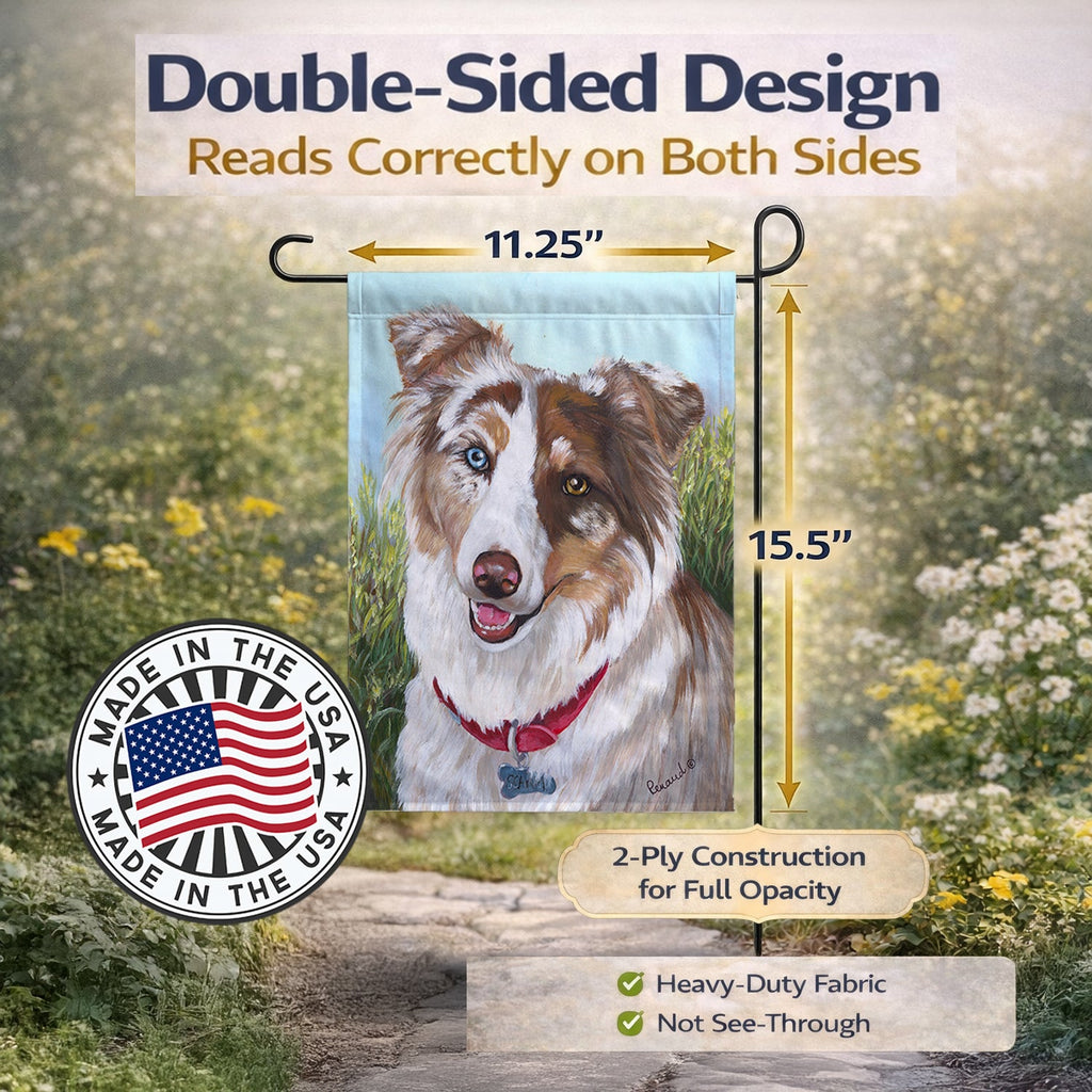 Australian Shepherd Scarlet Garden Flag Mailbox Decorative Yard Banner Outside Patio Artwork for Flower Beds, Garden Size, Multicolor
