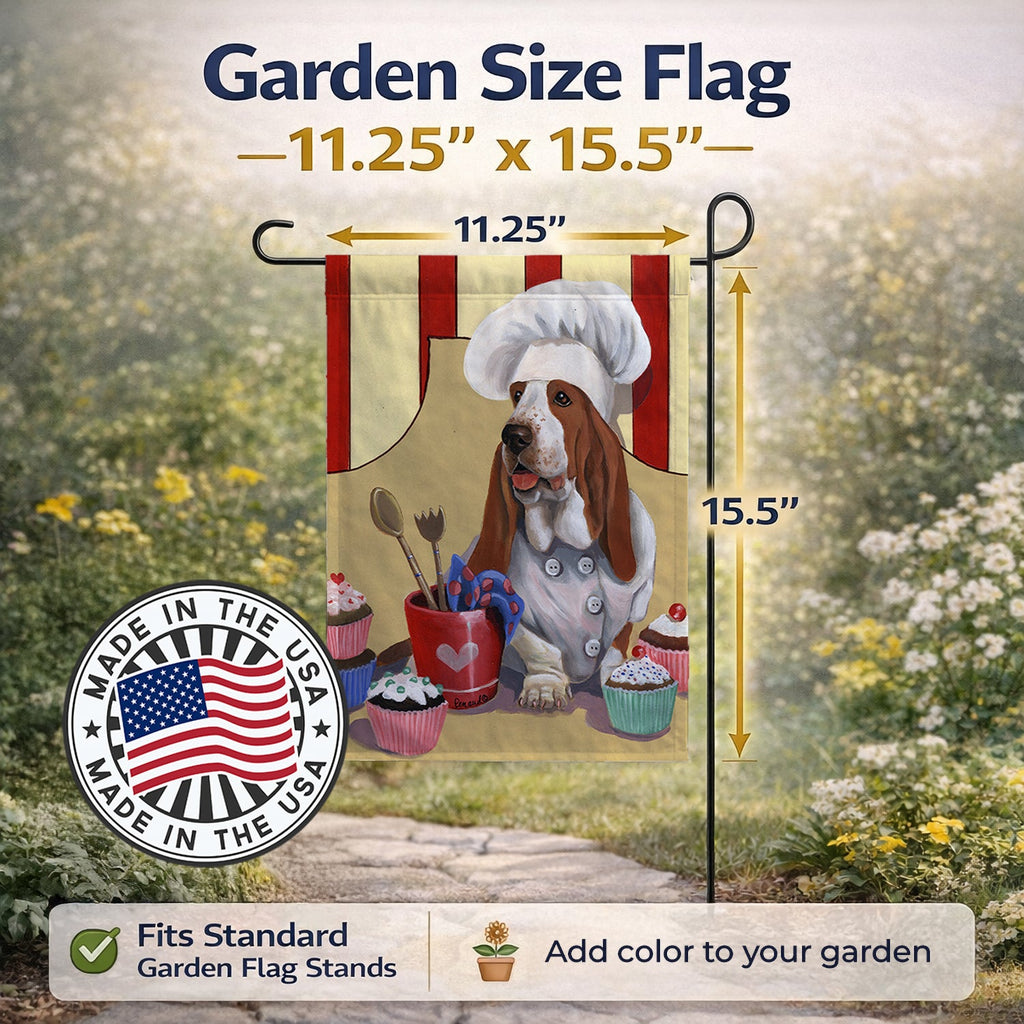 Basset Hound Cupcake Hound Garden Flag Mailbox Decorative Yard Banner Outside Patio Artwork for Flower Beds, Garden Size, Multicolor