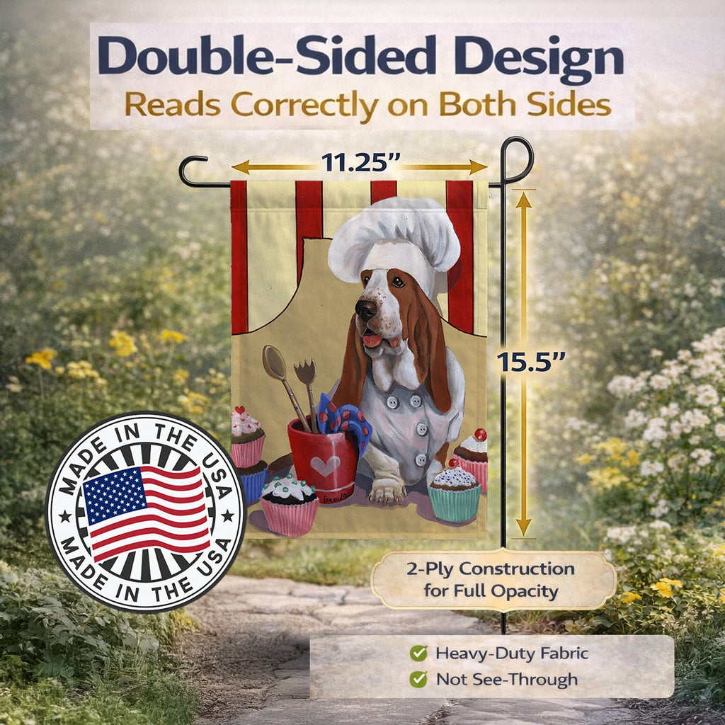 Basset Hound Cupcake Hound Garden Flag Mailbox Decorative Yard Banner Outside Patio Artwork for Flower Beds, Garden Size, Multicolor
