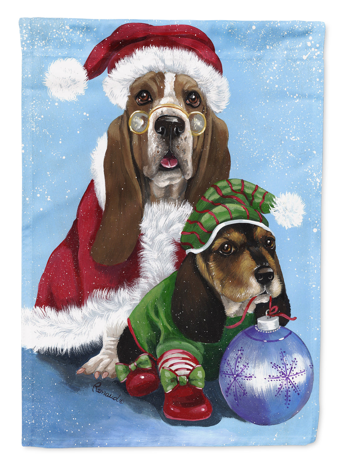 Basset Hound Santa Christmas Garden Flag Mailbox Decorative Yard Banner Outside Patio Artwork for Flower Beds, Garden Size, Multicolor