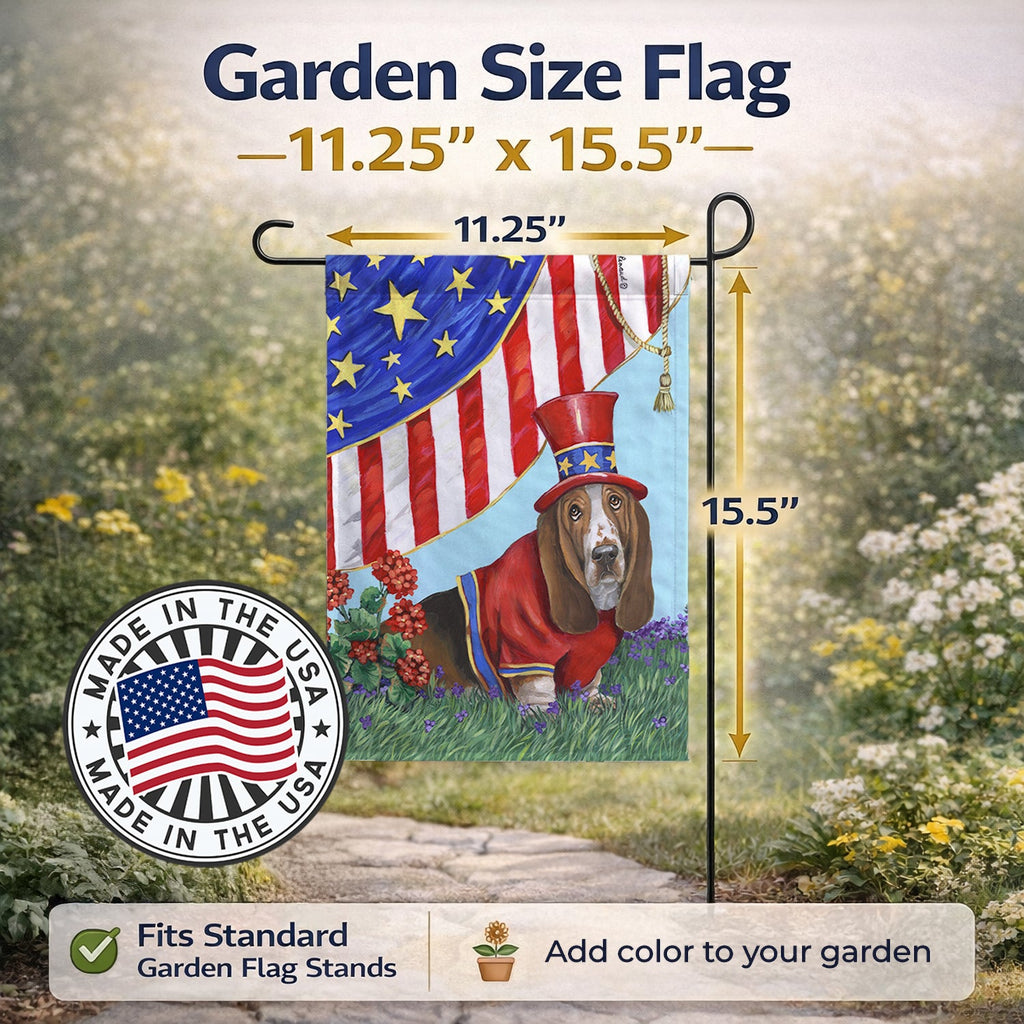 Basset Hound USA Garden Flag Mailbox Decorative Yard Banner Outside Patio Artwork for Flower Beds, Garden Size, Multicolor