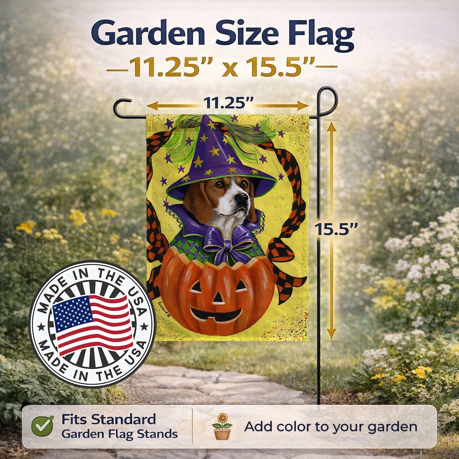 Beagle Halloweenie Garden Flag Mailbox Decorative Yard Banner Outside Patio Artwork for Flower Beds, Garden Size, Multicolor