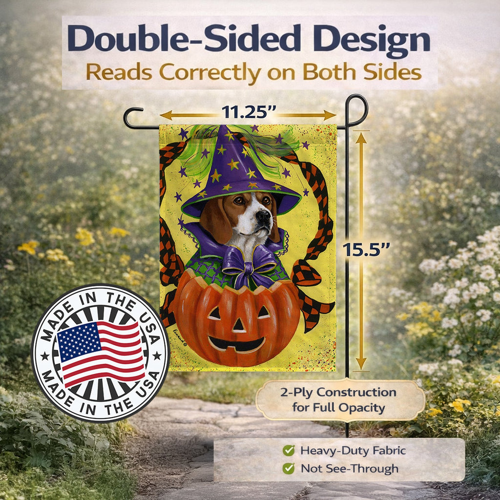 Beagle Halloweenie Garden Flag Mailbox Decorative Yard Banner Outside Patio Artwork for Flower Beds, Garden Size, Multicolor