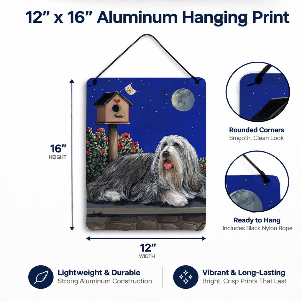 Bearded Collie Moon shine Wall or Door Hanging Prints Aluminum Metal Sign Kitchen Wall Bar Bathroom Plaque Home Decor Front Door Plaque, 12x16, Multicolor